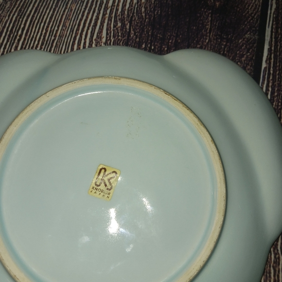 Two Vintage Knobler Japan Teddy Bear Head Plates Whimsical Blue White Polka Dots - Picture 5 of 7